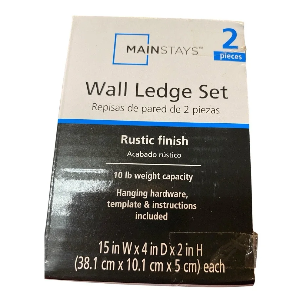Mainstays 2 Pc Wall Ledge Shelf Set Rustic Finish 15